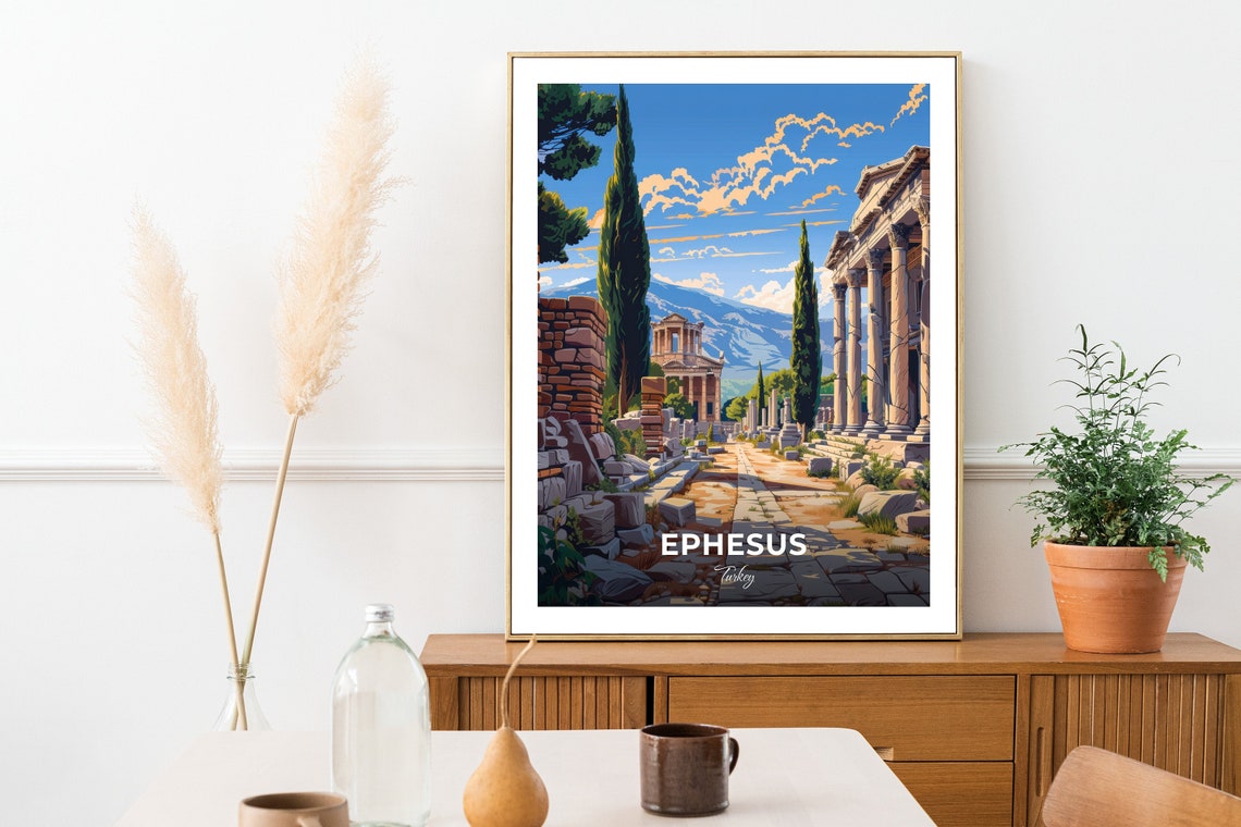 Ephesus Turkey Ancient Marble Columns Street Vintage Travel Poster - Image 2