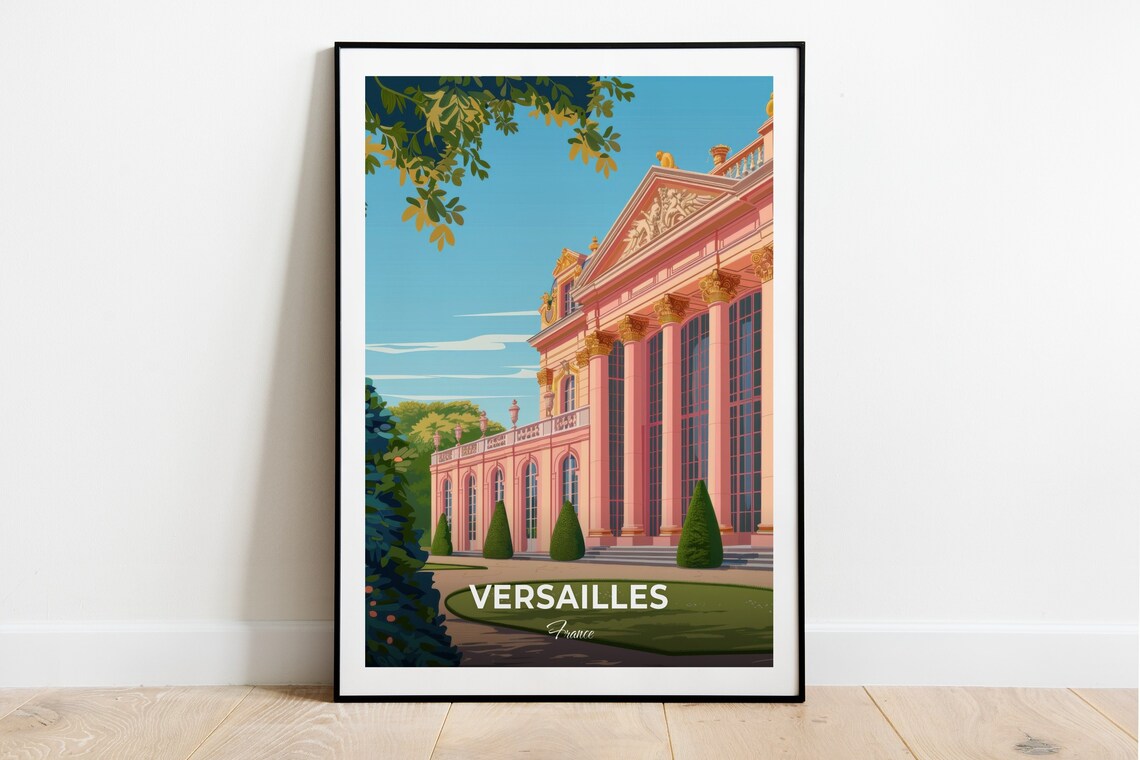 Versailles Grand Trianon Pink Marble Palace Gardens France Travel Poster