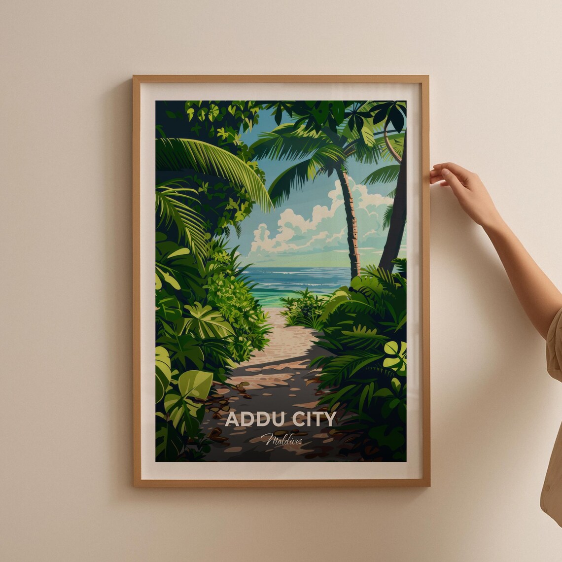 Addu City Maldives Tropical Beach Trail Nature Travel Poster - Image 2