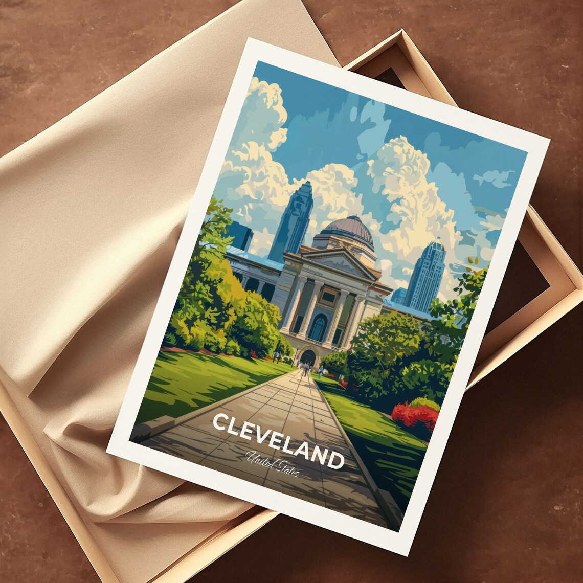 Cleveland Travel Poster Cleveland Museum Of Natural History City Print Cityscape Artwork Birthday Wedding Gift Wall Art Home Decor - Image 3