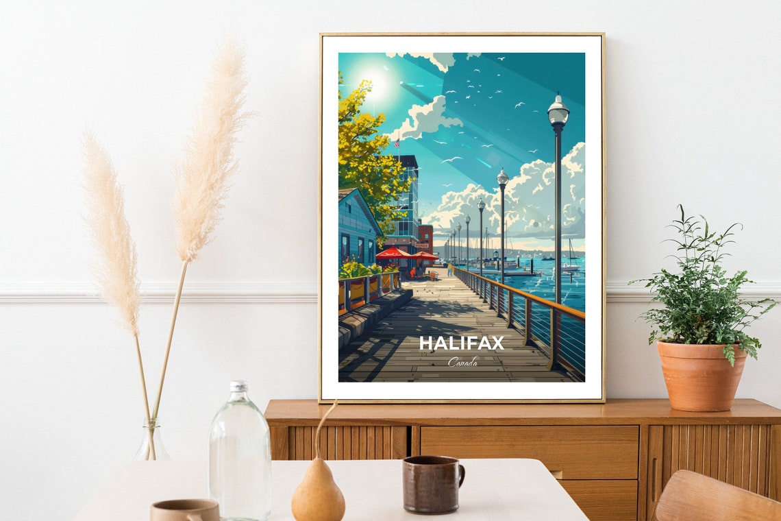 Halifax Canada Harbor Boardwalk Bright Sunny Summer Day Poster - Image 2