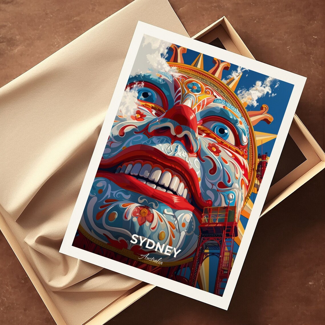 Sydney Luna Park Giant Face Carnival Entrance Iconic Travel Poster - Image 3
