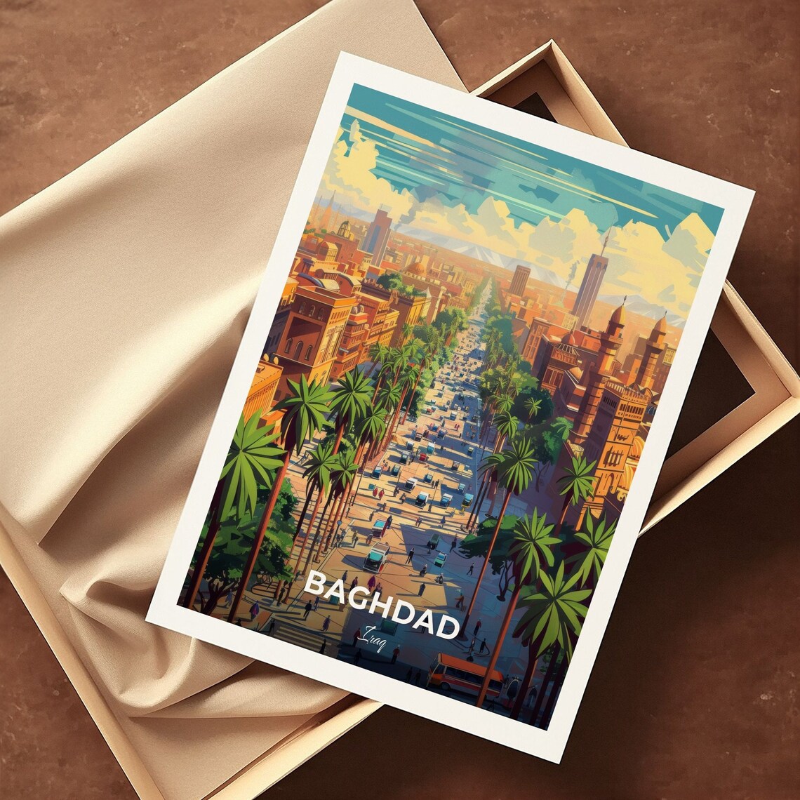 Baghdad Iraq Tahrir Square Palm Boulevard City View Travel Poster - Image 3