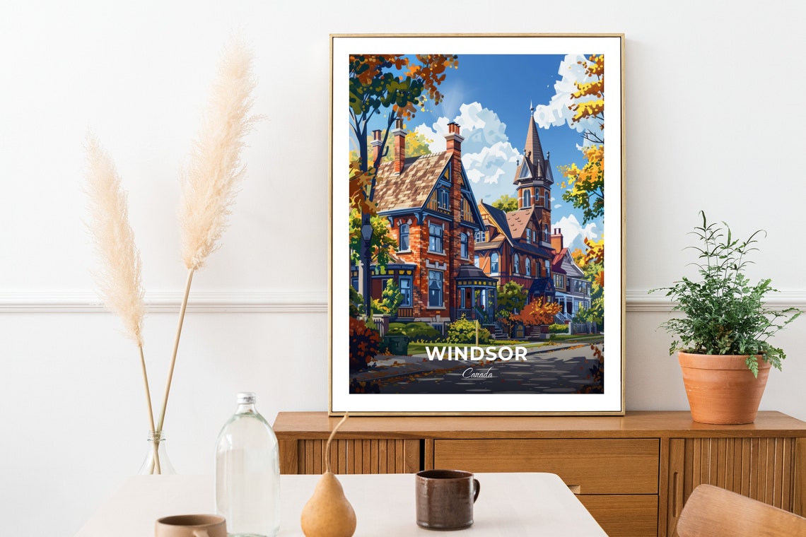 Windsor Canada Historic Victorian Brick Street Heritage Travel Poster - Image 2