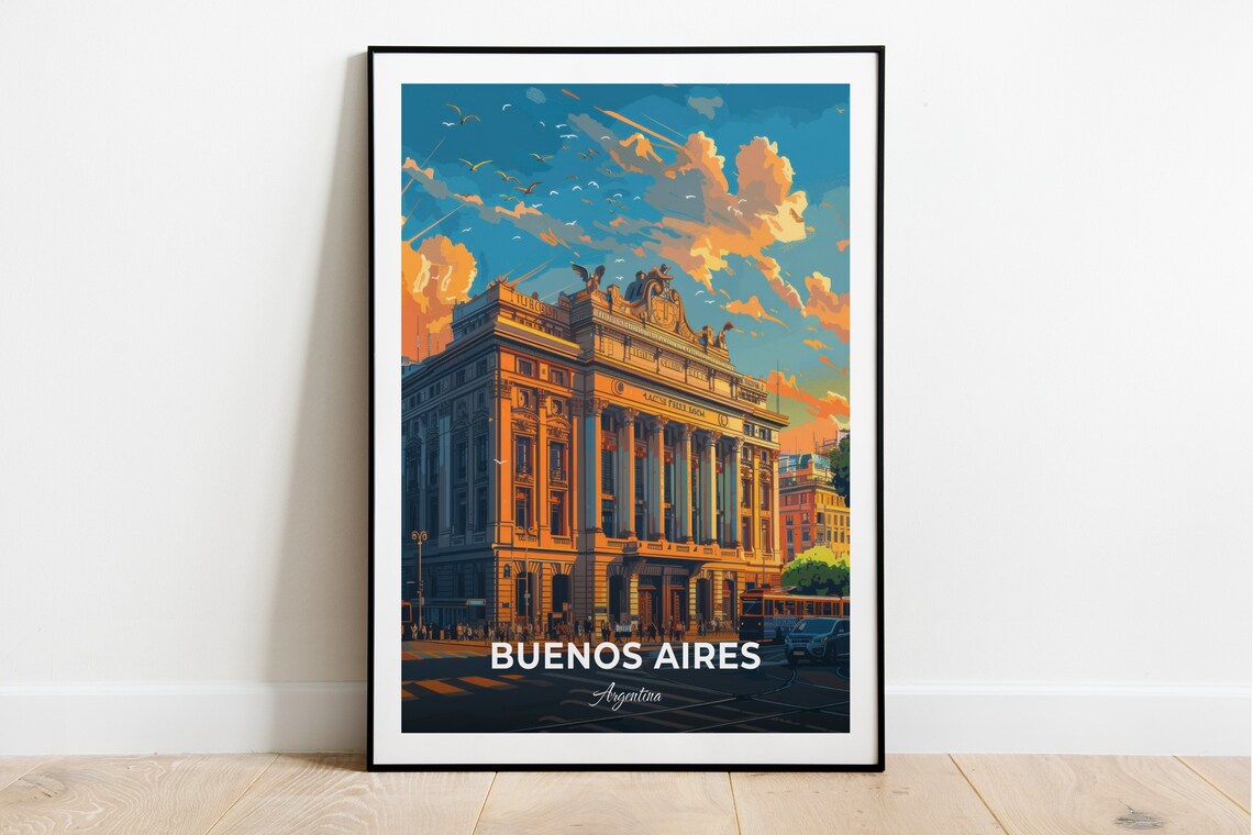 Buenos Aires Teatro Colon Opera House Golden Facade Argentina Travel Poster