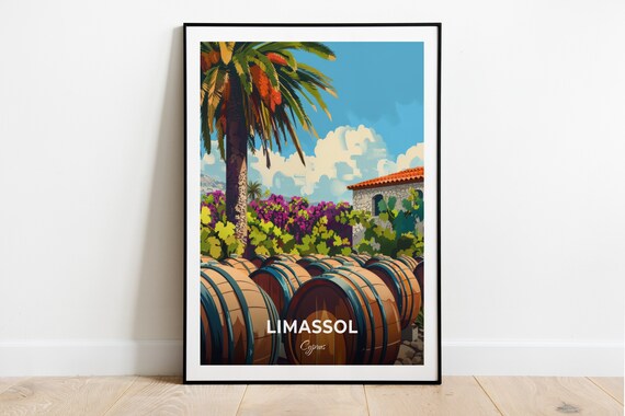 Limassol Cyprus Wine Festival Grounds Travel Poster Vineyard Art