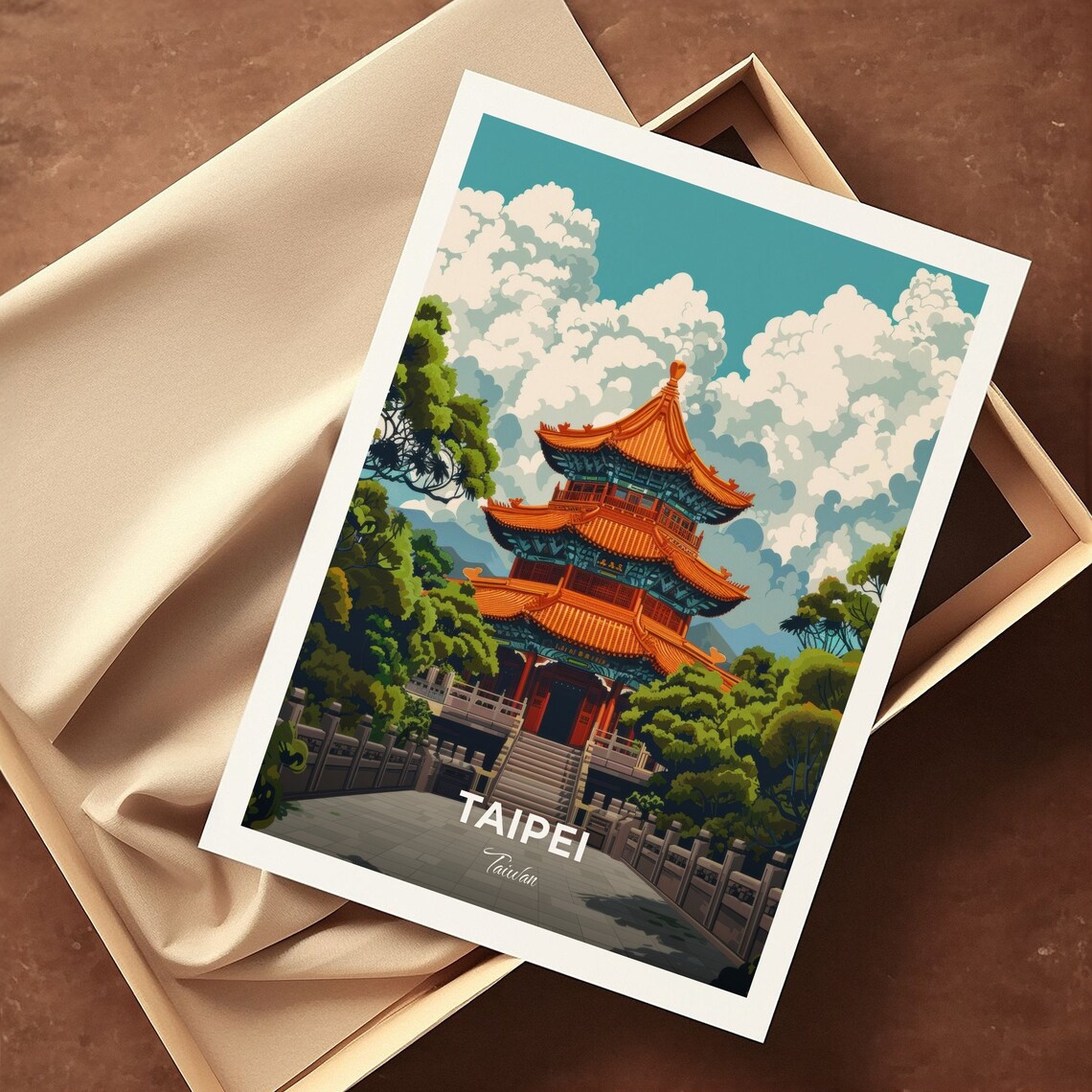 Taipei Longshan Temple Pagoda Courtyard Historic Landmark Taiwan Poster - Image 3