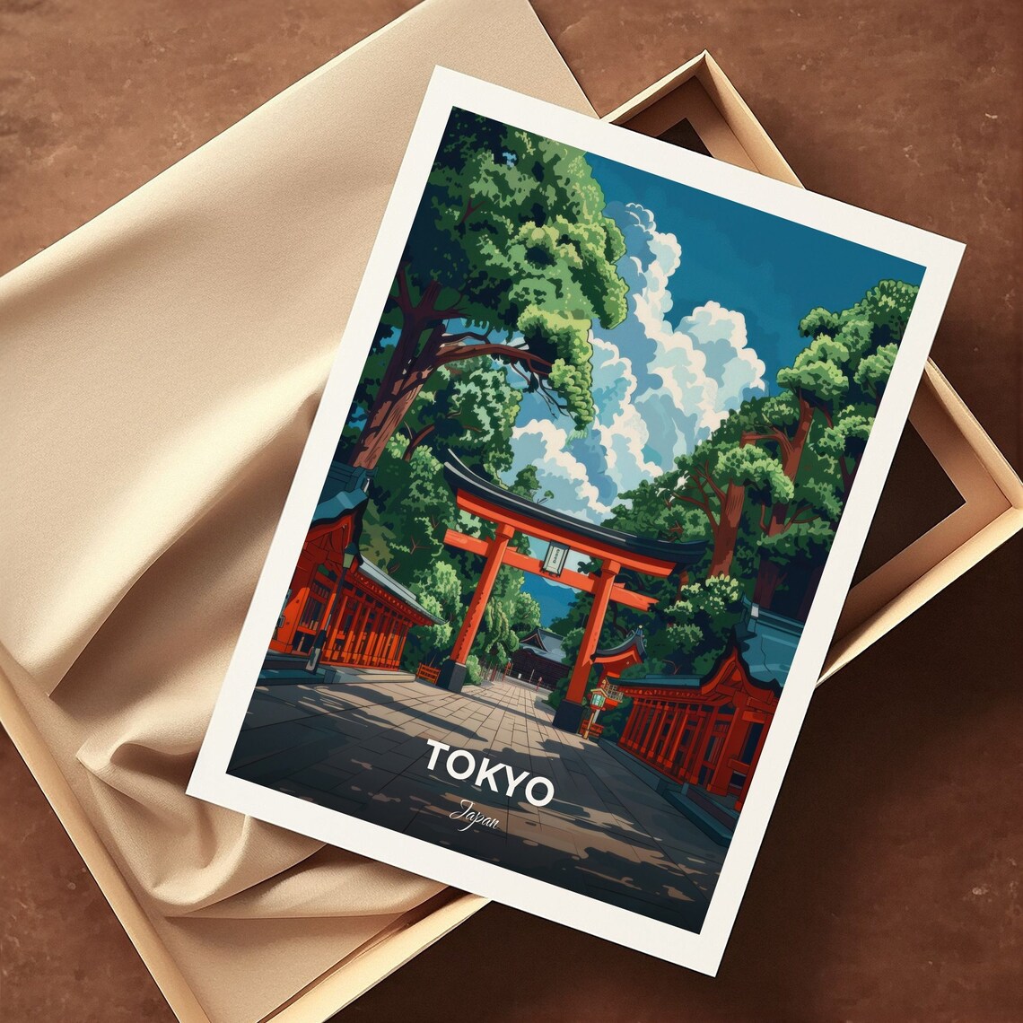 Tokyo Meiji Shrine Red Torii Gate Forest Path Travel Scene Poster - Image 3