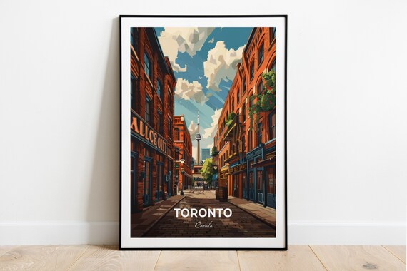 Toronto Distillery District Brick Lane CN Tower Skyline Canada Poster