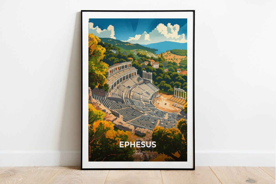 Ephesus Great Theatre Ancient Amphitheatre Hillside Turkey Poster