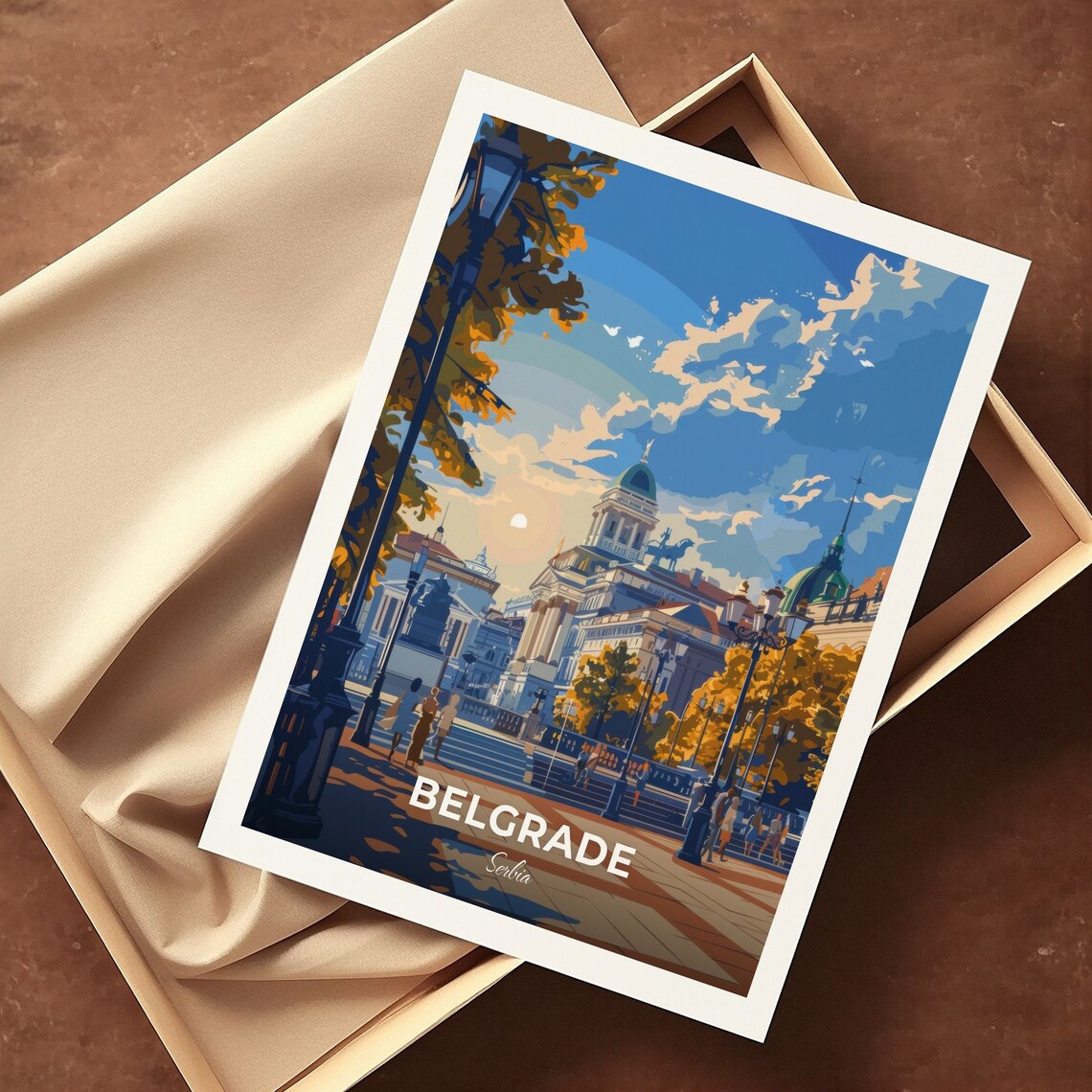 Belgrade Republic Square Historic Buildings Statue Travel Poster - Image 3