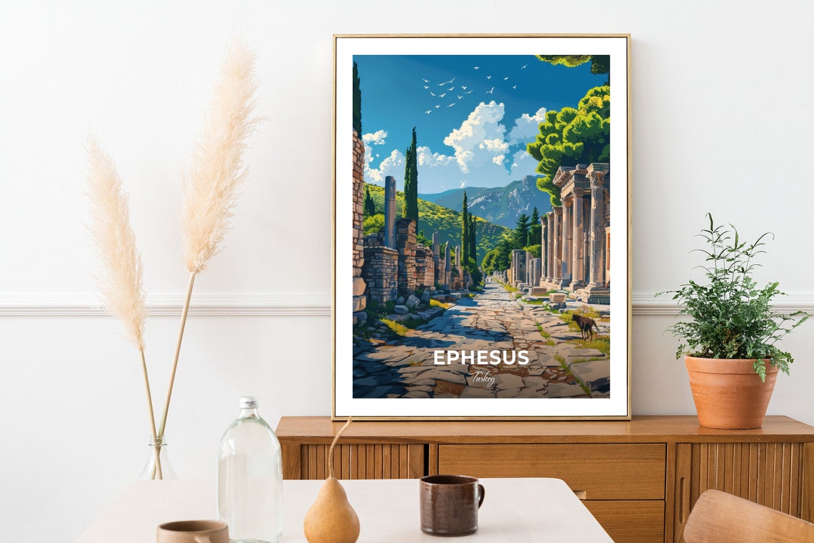 Ephesus Turkey Arcadian Way Ancient Column Street Travel Poster - Image 2