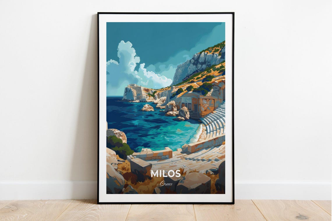 Milos Greece Ancient Theater Coastline Cliff Cove View Poster