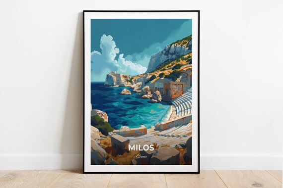 Milos Greece Ancient Theater Coastline Cliff Cove View Poster