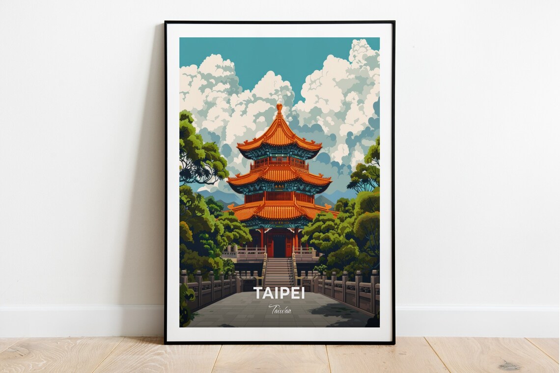 Taipei Longshan Temple Pagoda Courtyard Historic Landmark Taiwan Poster