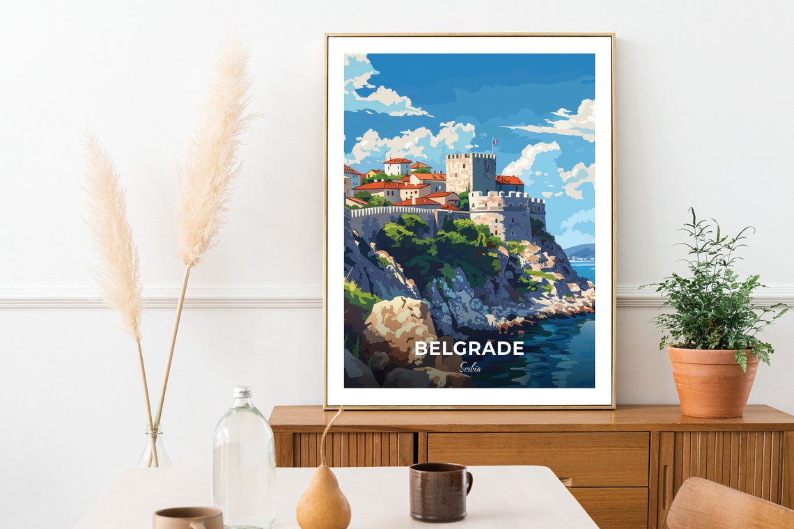 Belgrade Fortress Serbia Riverside Citadel View Travel Poster - Image 2