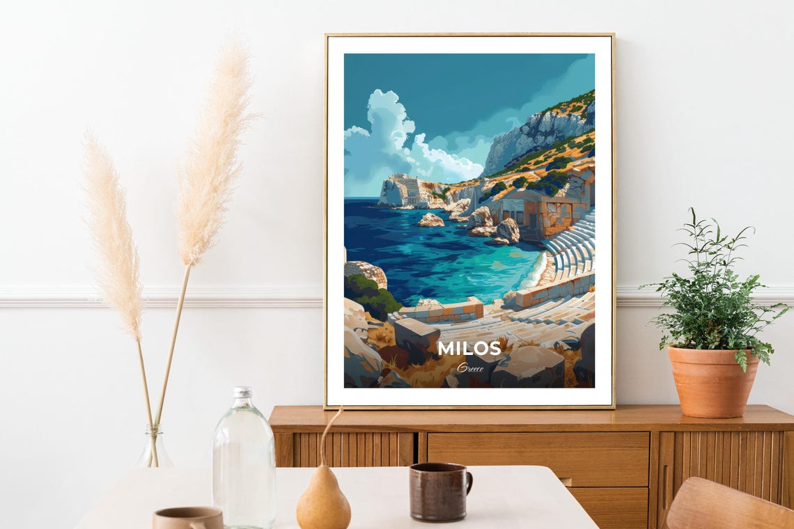 Milos Greece Ancient Theater Coastline Cliff Cove View Poster - Image 3