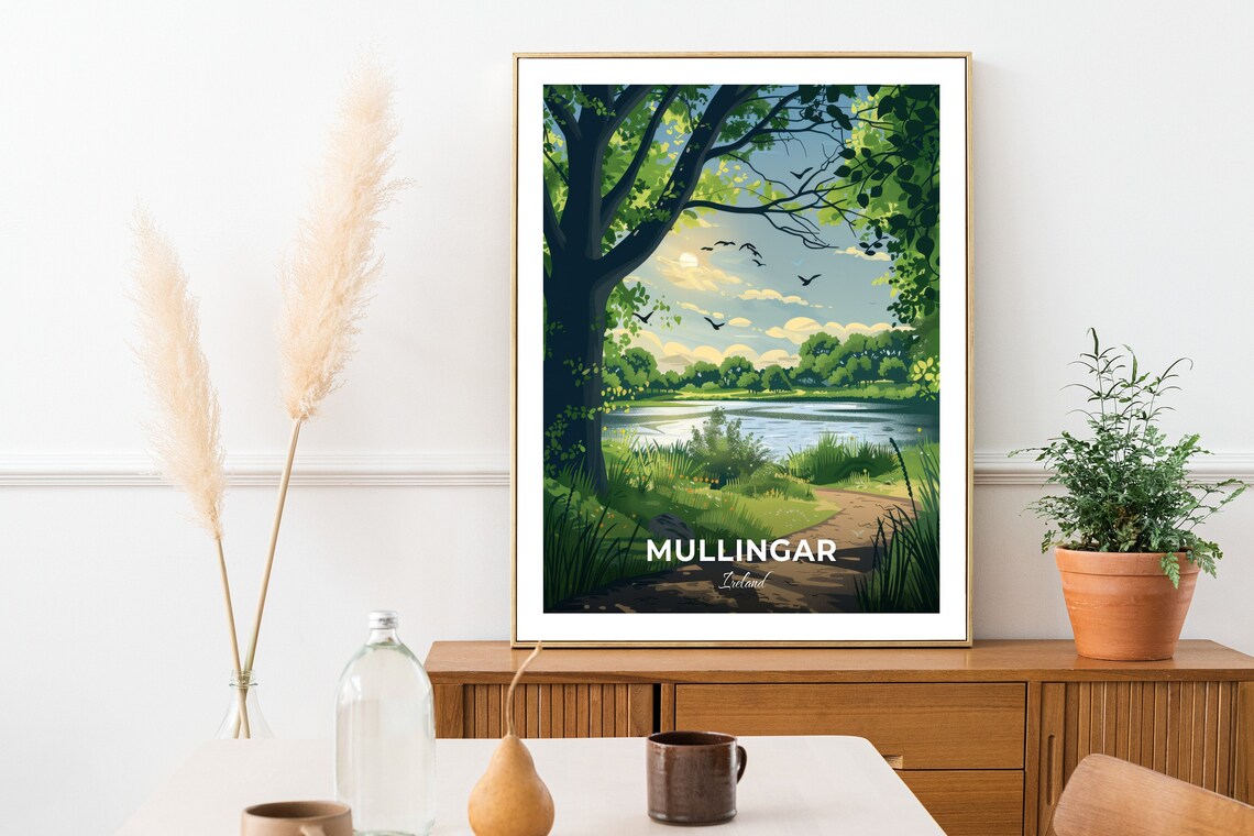 Mullingar Ireland Town Park Lakeside Path Birdsong Morning Scene Poster - Image 2