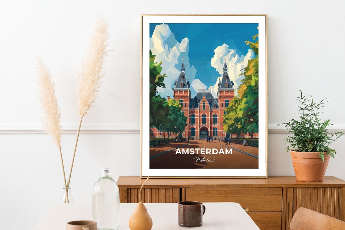 Amsterdam Netherlands Rijksmuseum Red Brick Facade In Summer Poster - Image 2