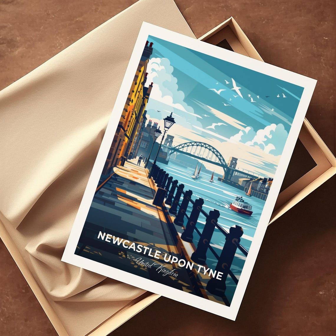 Newcastle Upon Tyne Quayside Tyne Bridge England Travel Poster - Image 4