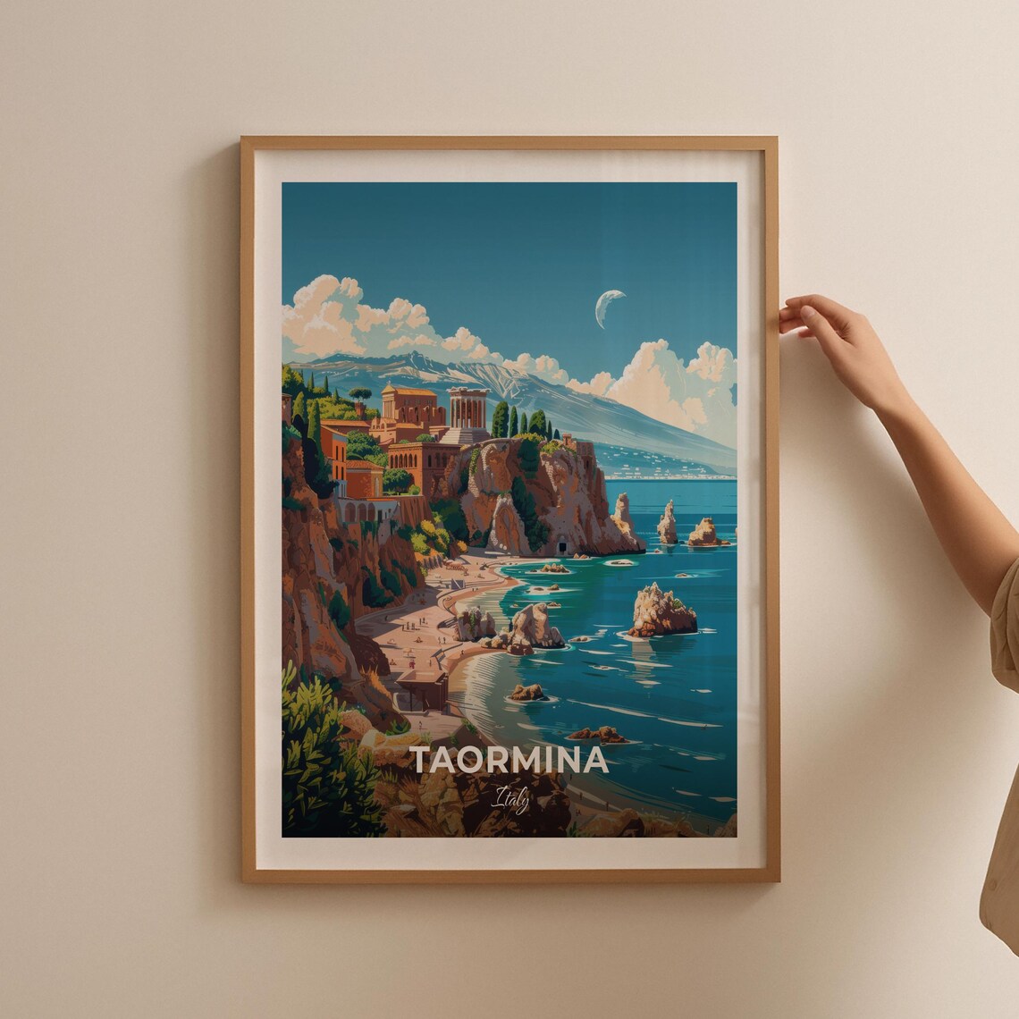 Taormina Italy Ancient Theatre Coast Mount Etna Travel Poster - Image 2