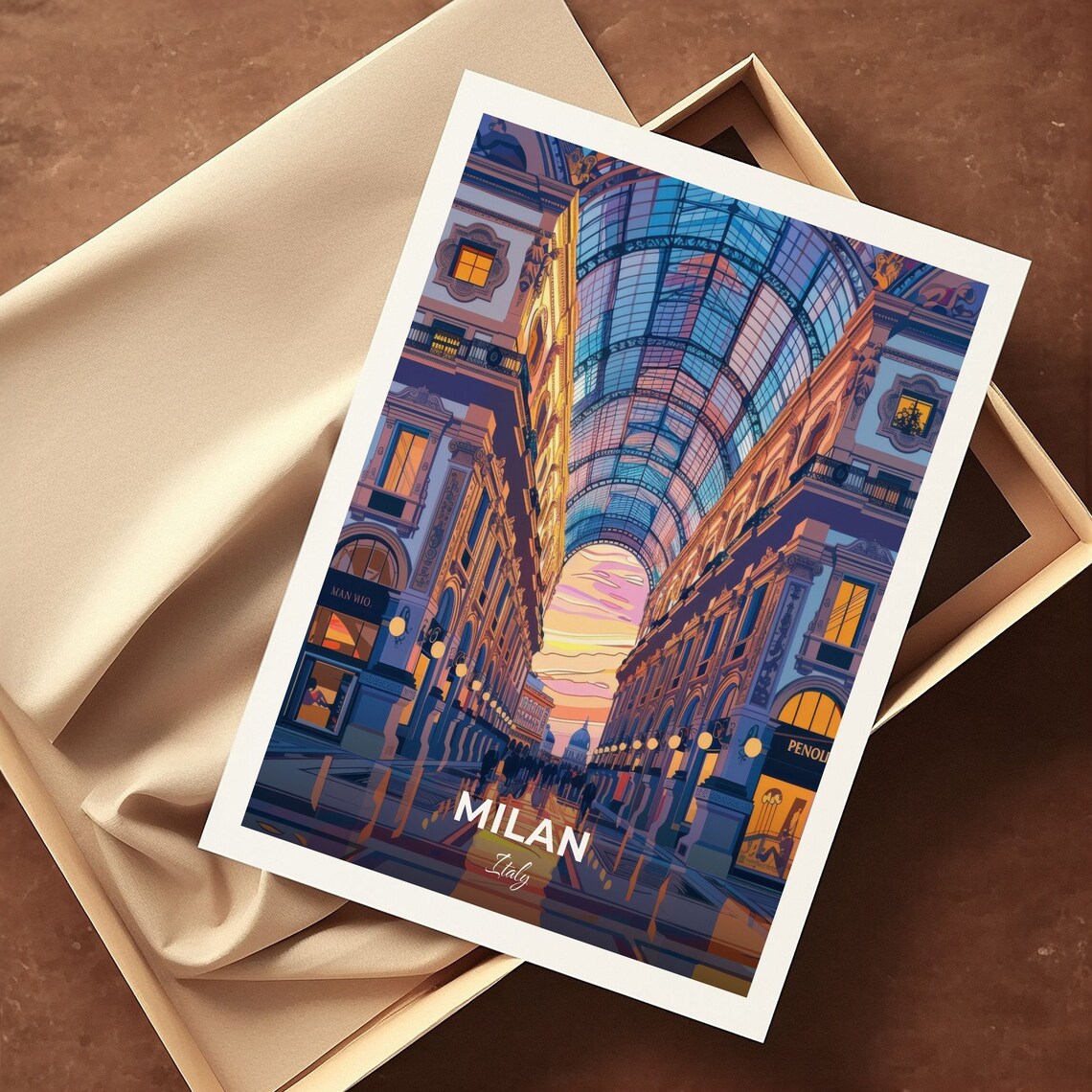 Milan Italy Galleria Vittorio Emanuele Ii Glass Arcade Travel Poster - Image 3