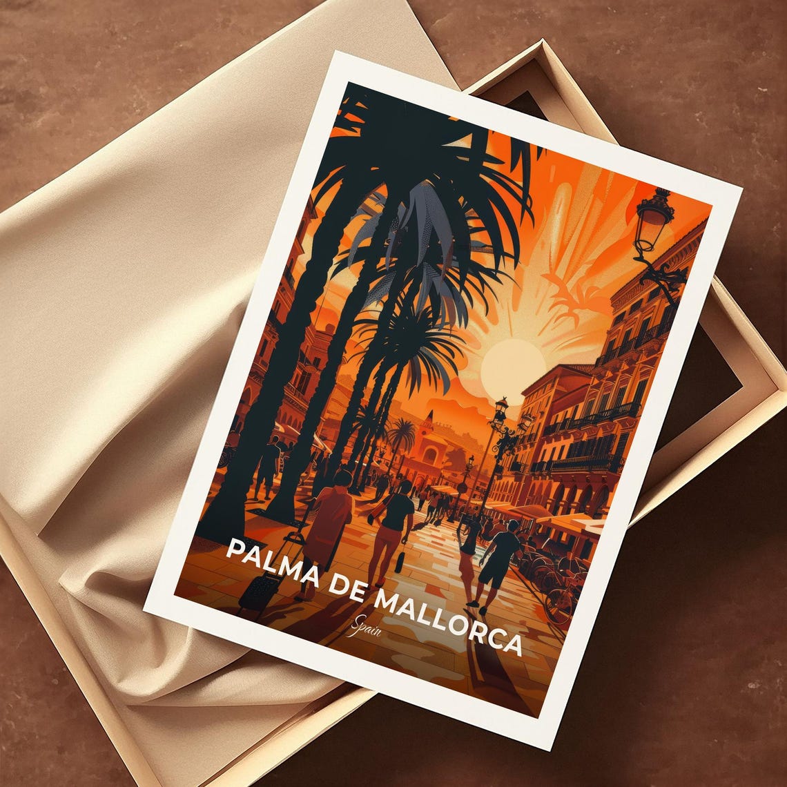 Palma de Mallorca Spain Island Palm Boulevard Sunset Travel Poster - Image 4