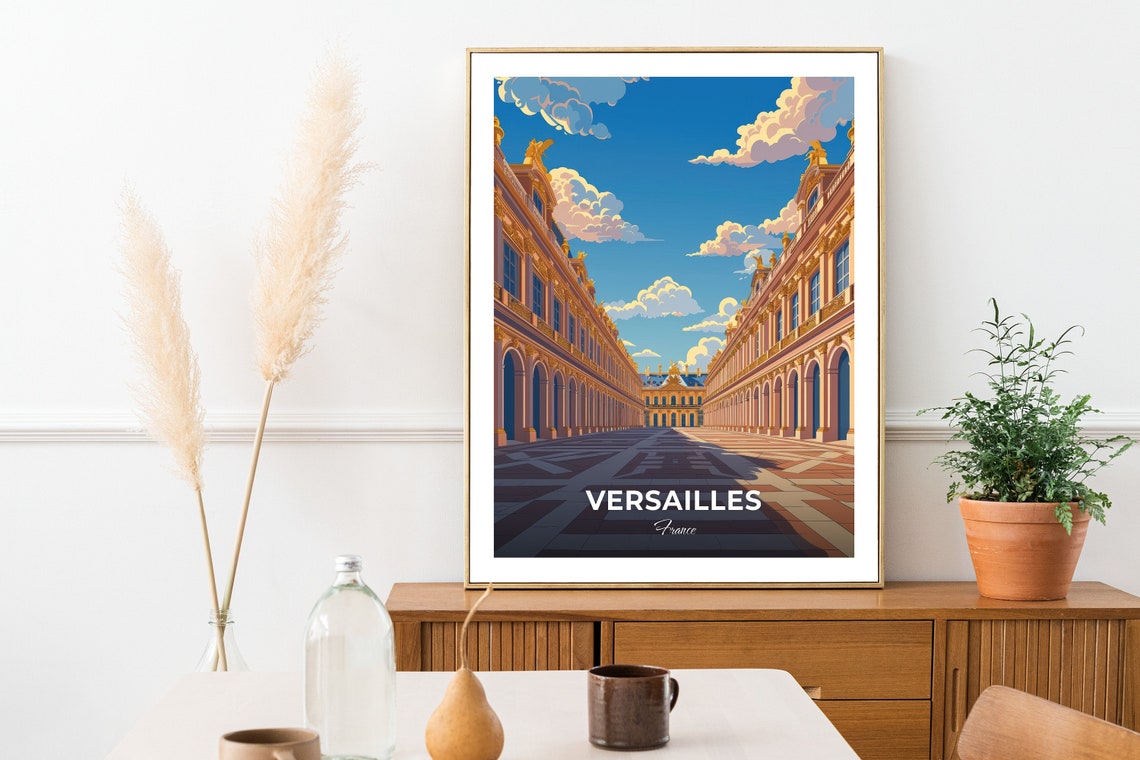 Versailles France Palace Courtyard With Golden Ornate Facade Poster - Image 2