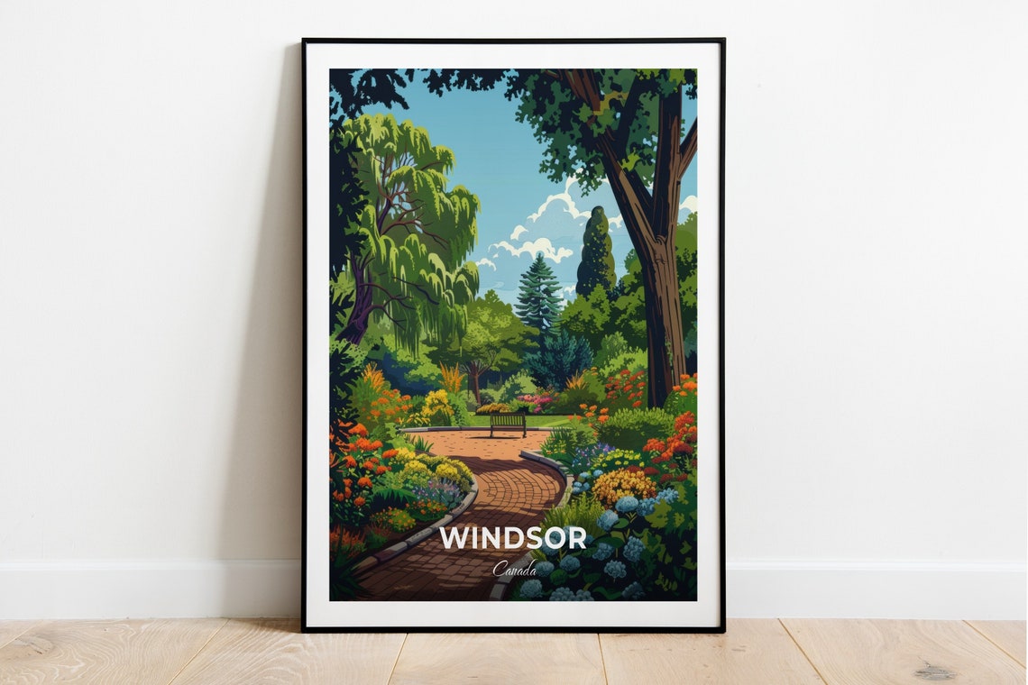 Windsor Canada Dieppe Gardens Blooming Garden Path Travel Poster