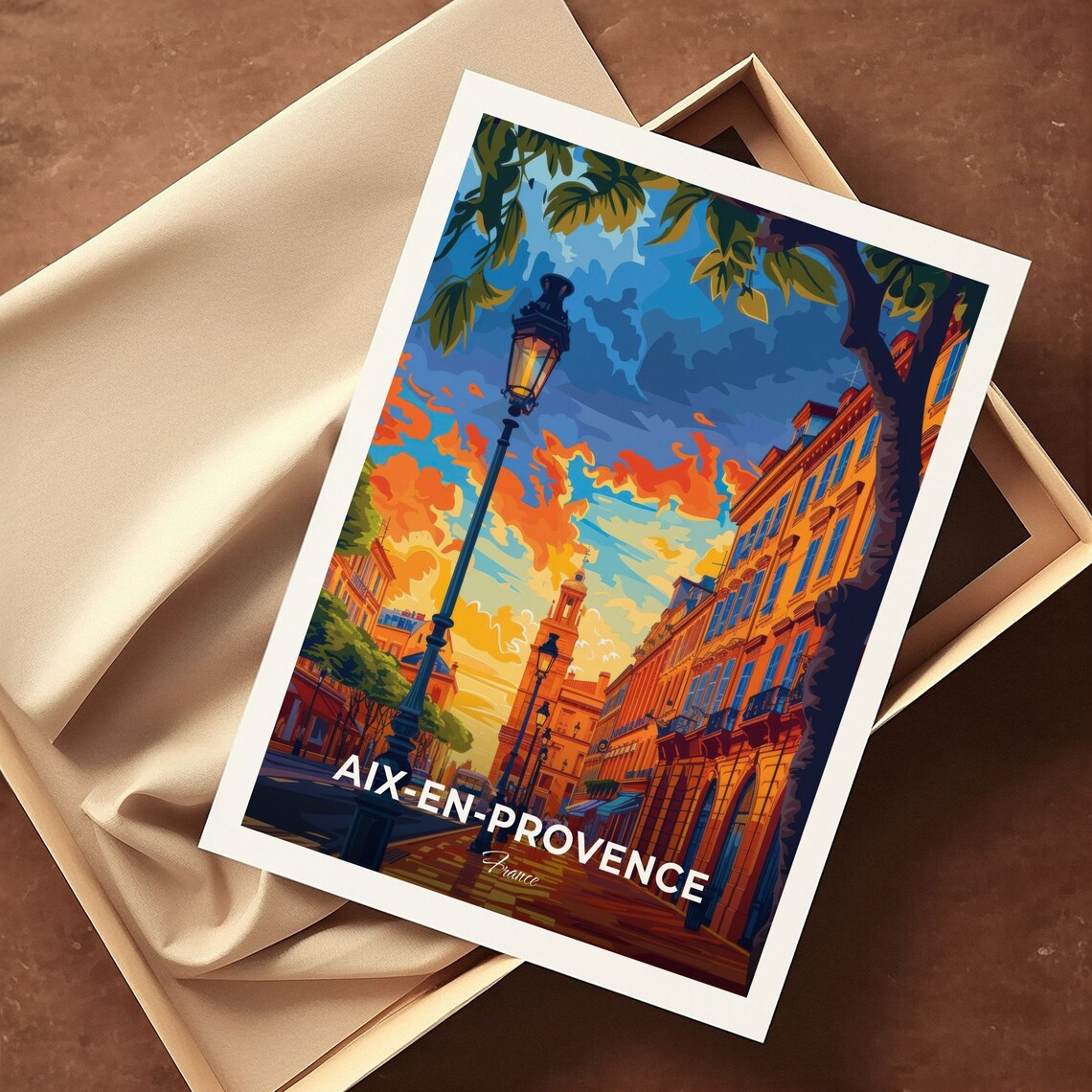 Aix-en-Provence Street Lamp at Sunset Old Town France Travel Poster - Image 3