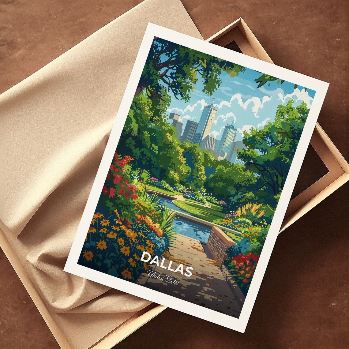 Dallas Arboretum Flower Garden Skyline City View Travel Poster - Image 3