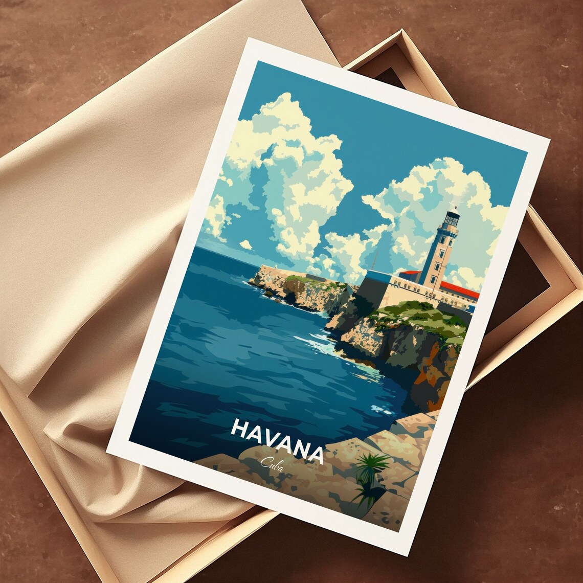 Havana Cuba Morro Castle Lighthouse Rocky Coast Travel Poster - Image 3