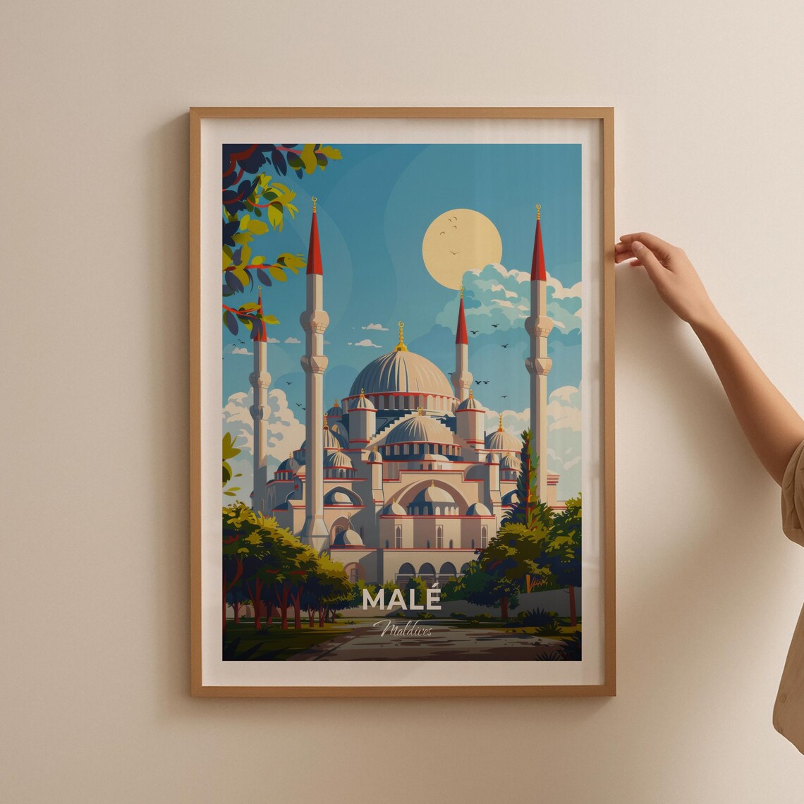 Male Maldives Hukuru Miskiy Mosque Modern City Travel Poster - Image 2