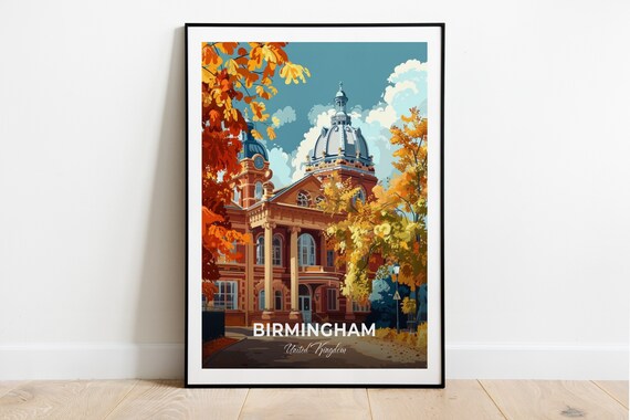 Birmingham United Kingdom Autumn Domed Historic Building Golden Poster