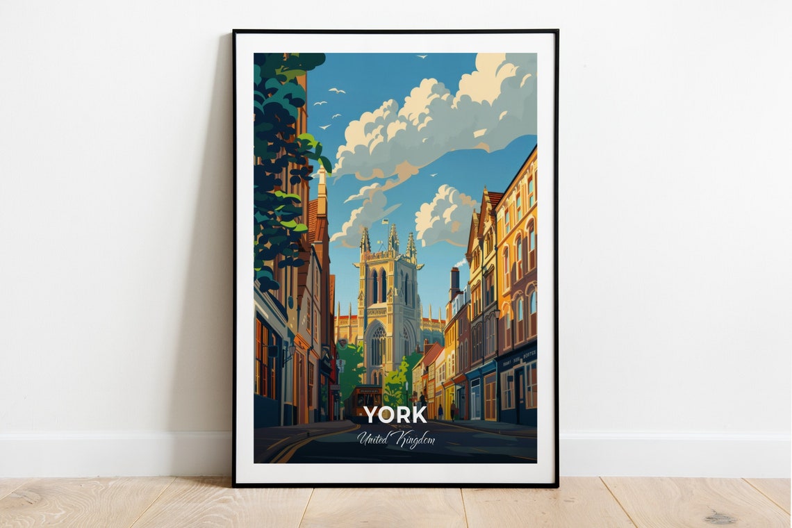 York United Kingdom York Minster Gothic Street Sunny Day Charm Poster