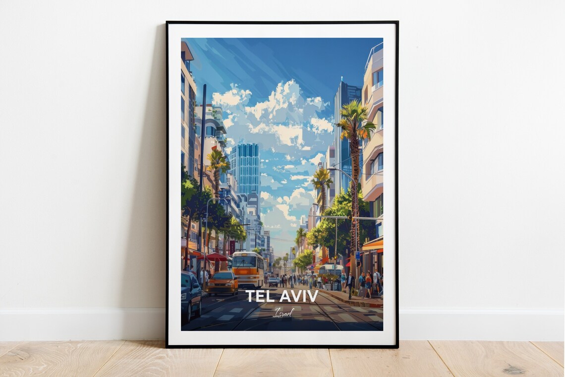 Tel Aviv Israel Rothschild Boulevard Palms City Street Travel Poster