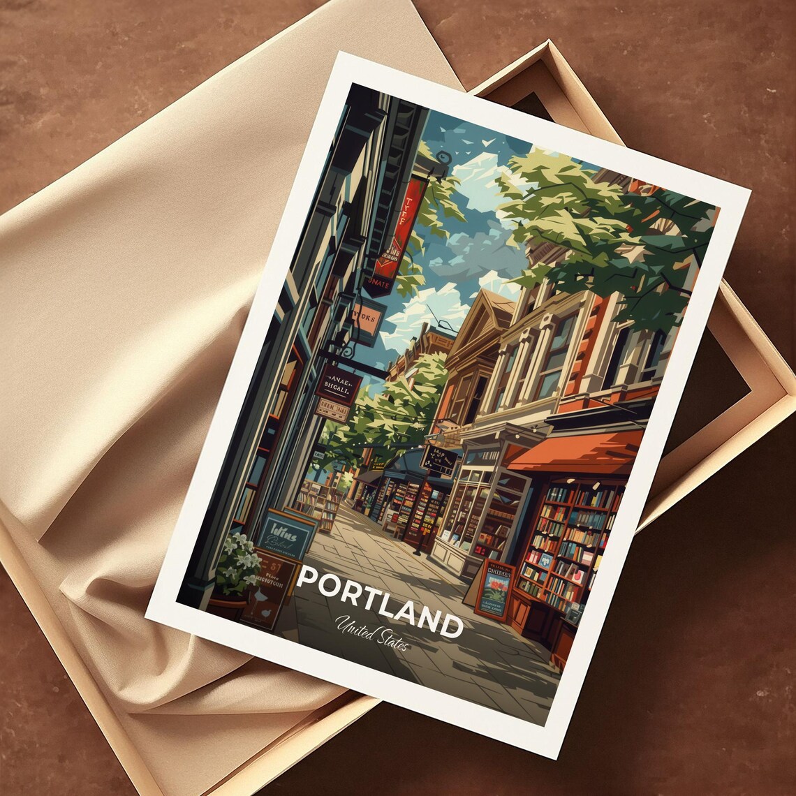 Portland Powell's City of Books Bookstore Modern Travel Poster - Image 4