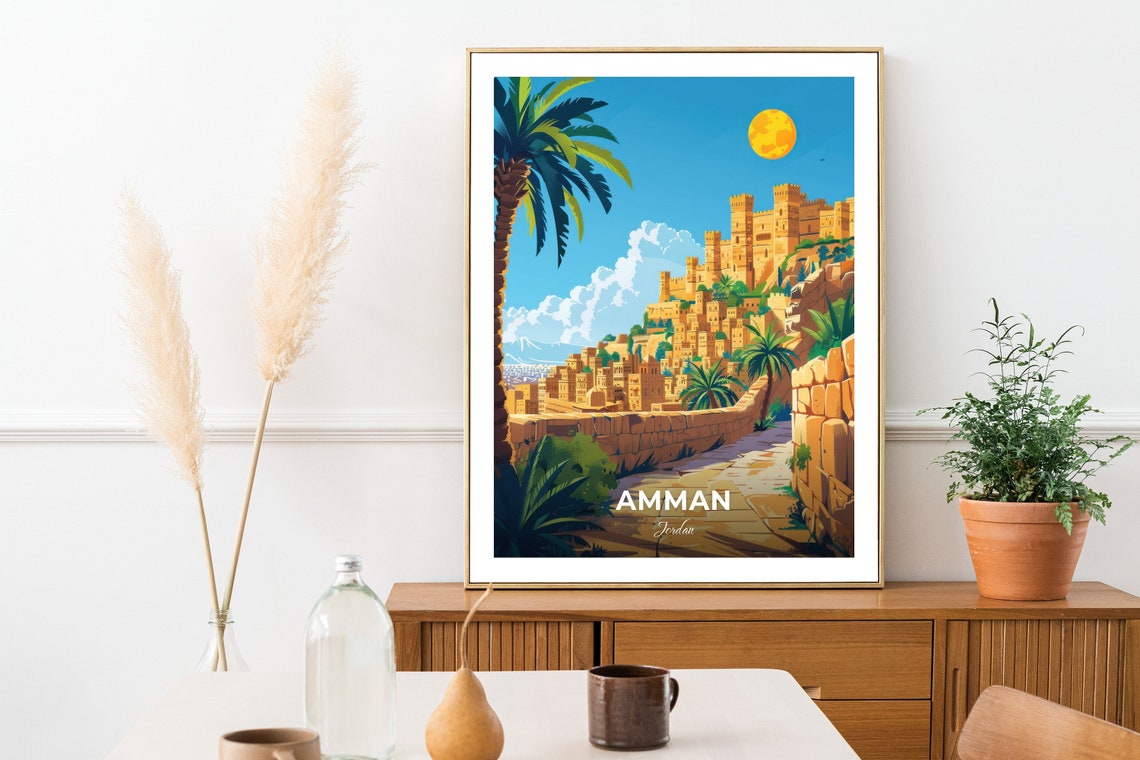 Amman Jordan Ancient Citadel Hill Glowing In Golden Sunset Poster - Image 2