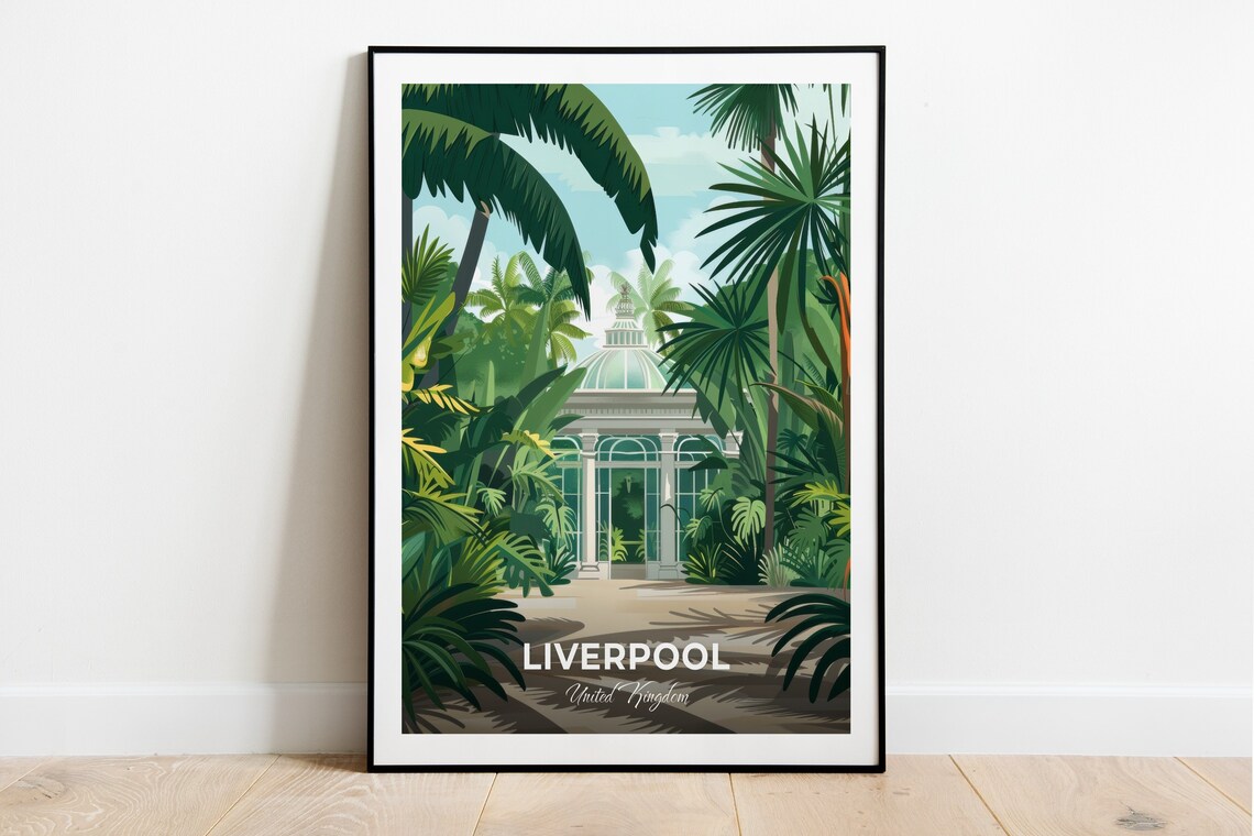 Liverpool United Kingdom Palm House Tropical Glasshouse Travel Art Poster