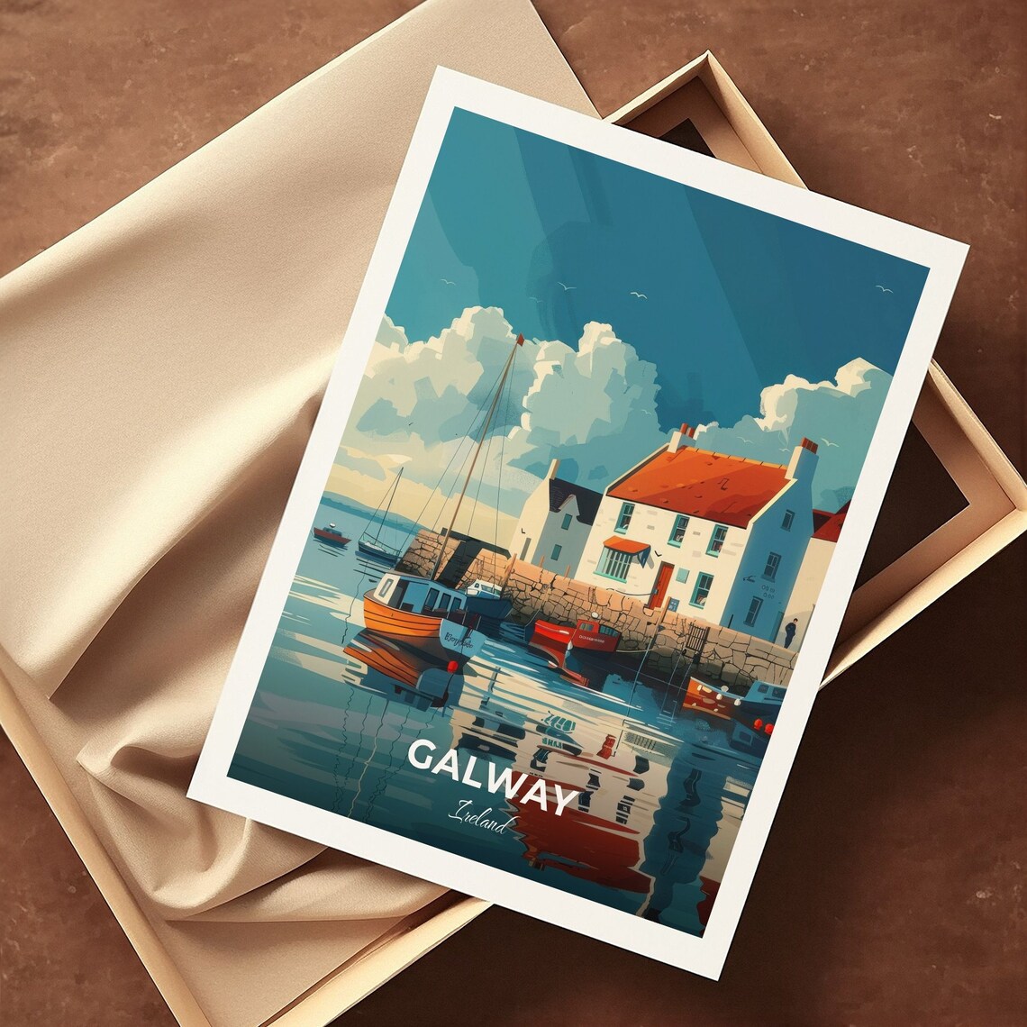 Galway City Museum Harbor Sailboats White House Ireland Travel Poster - Image 3