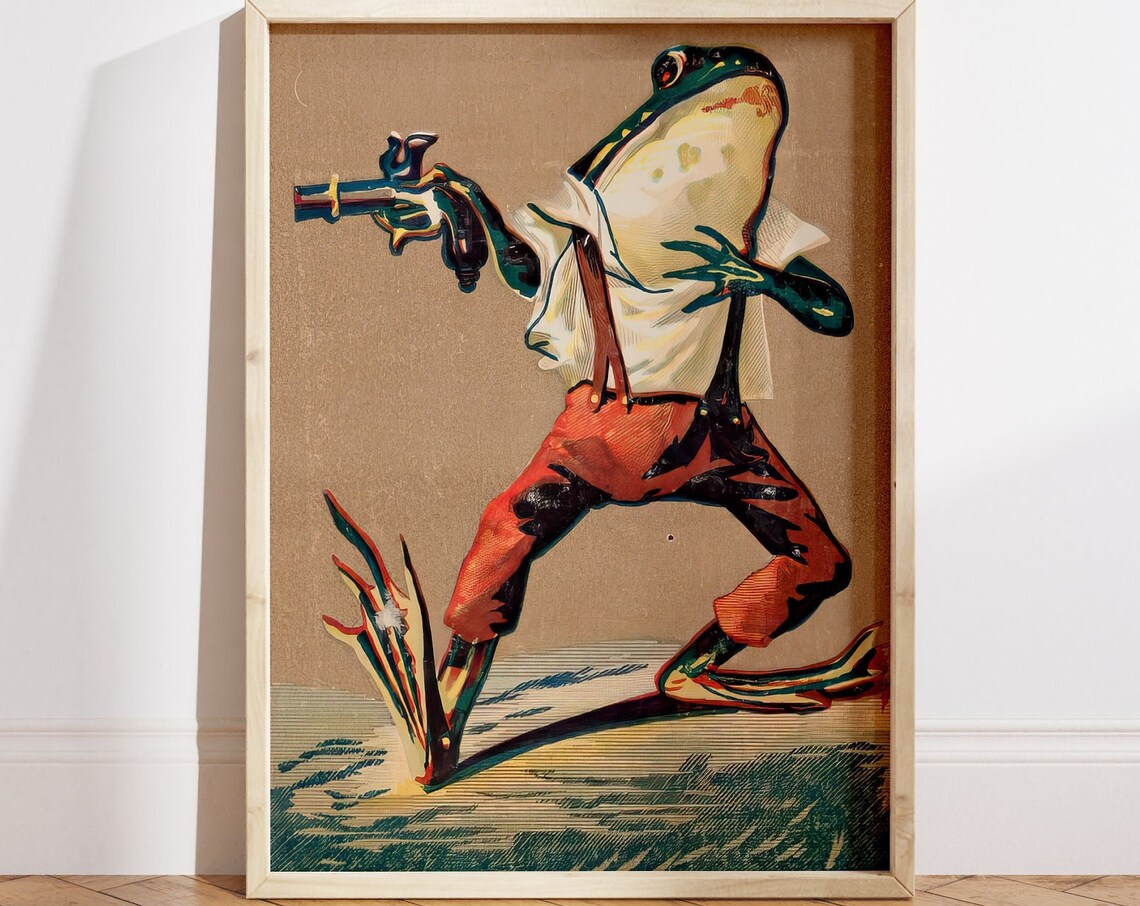 Whimsical Wild West Frog Vintage Poster