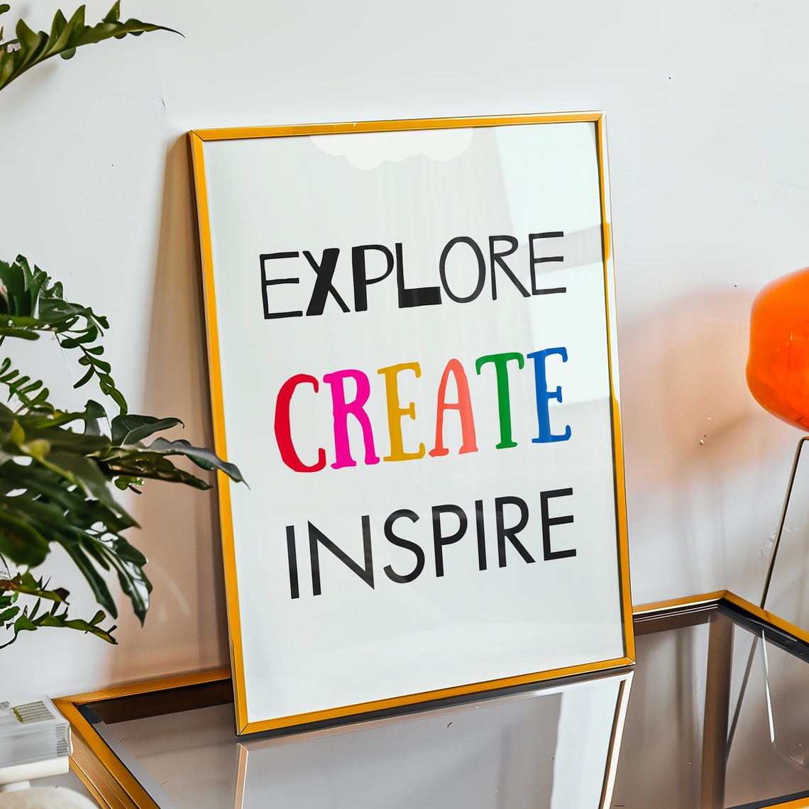 Explore Create Inspire Colorful Motivational Typography Quote Poster - Image 2