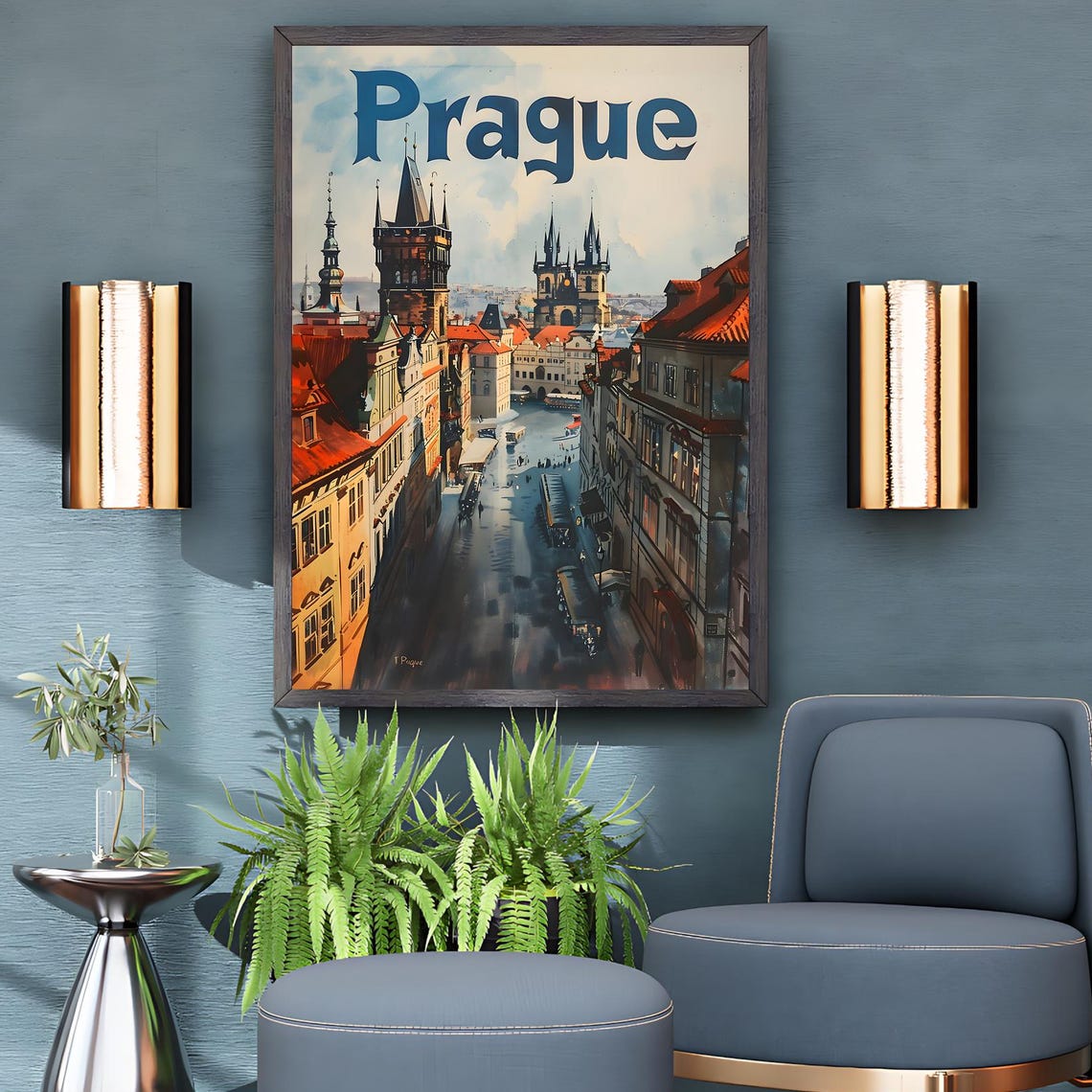 Prague Vintage Travel Poster