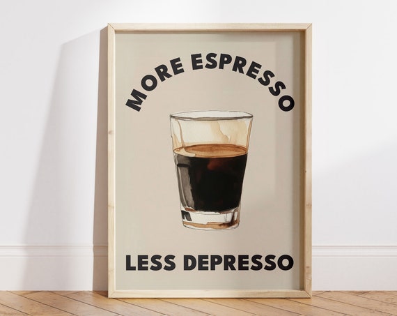 Espresso Poster Typography Print Aesthetic Vintage Poster Retro Newspaper Poster Coffee Lover Gift Trendy Kitchen Art File