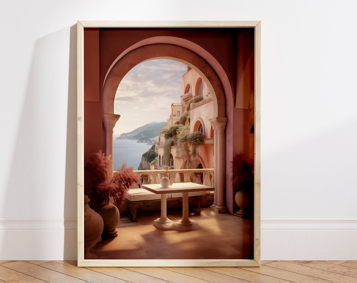 Positano Terrace Arch Sea View Amalfi Coast Italy Photo Poster