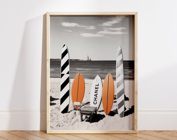 Surfboard Fashion Poster Luxury Fashion Print Tropical Coast Art Modern Beach Print Surfboard Decor Beach House Decor File
