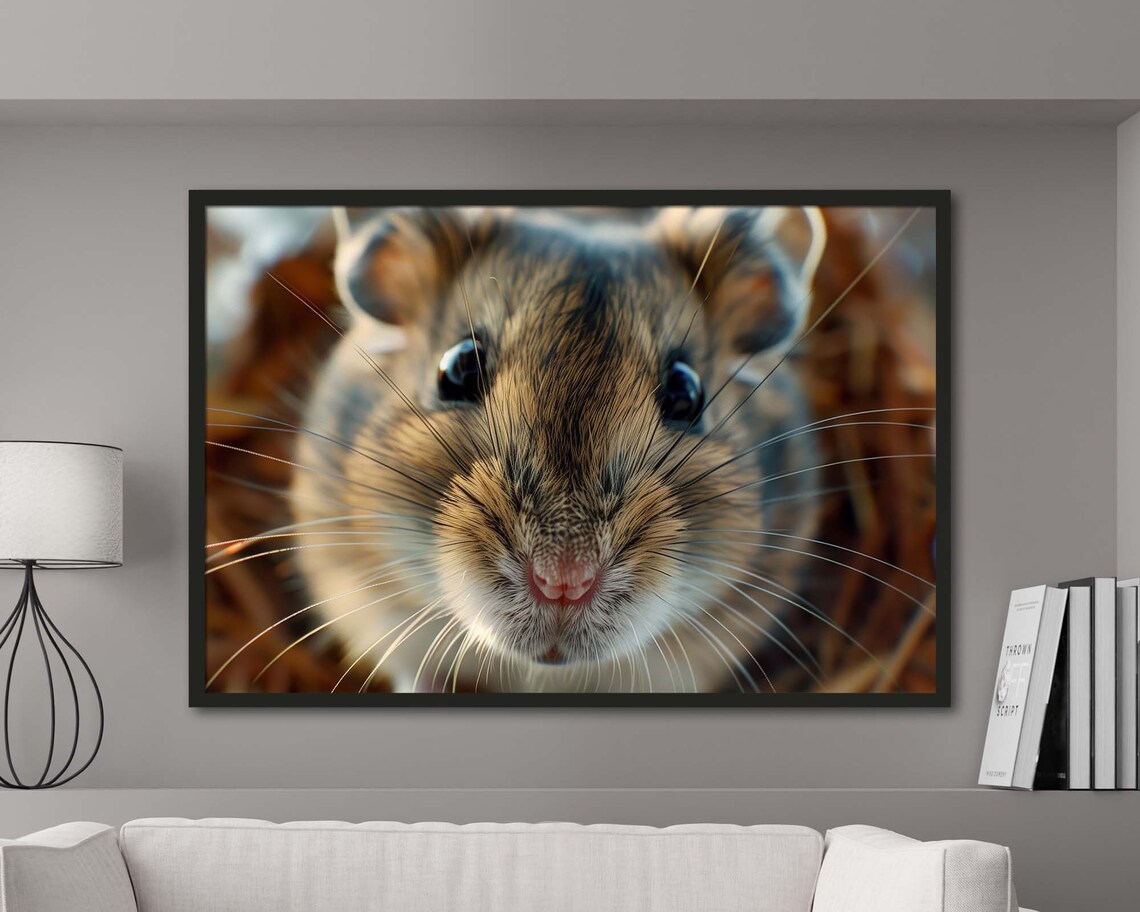 Hamster Face Close Up Pink Nose Whiskers Macro Cute Pet Photo Poster