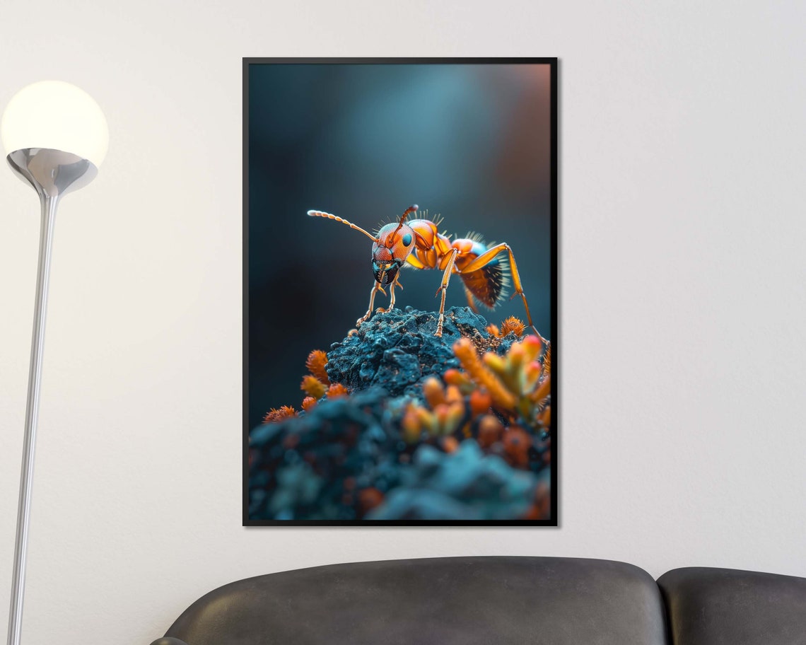 Orange Ant Macro Photography Close Up Insect Wildlife Wall Poster - Image 3