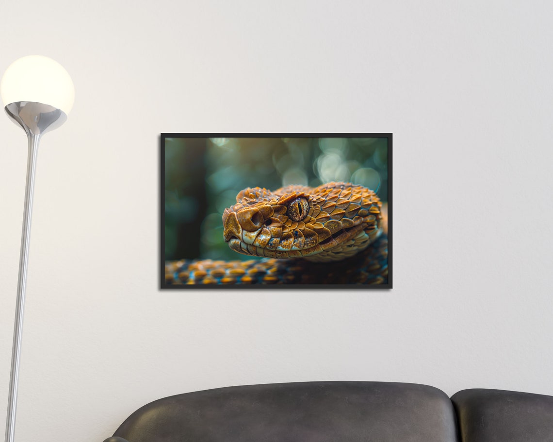 Golden Viper Head Close Up Macro Scale Detail Reptile Photo Poster - Image 2