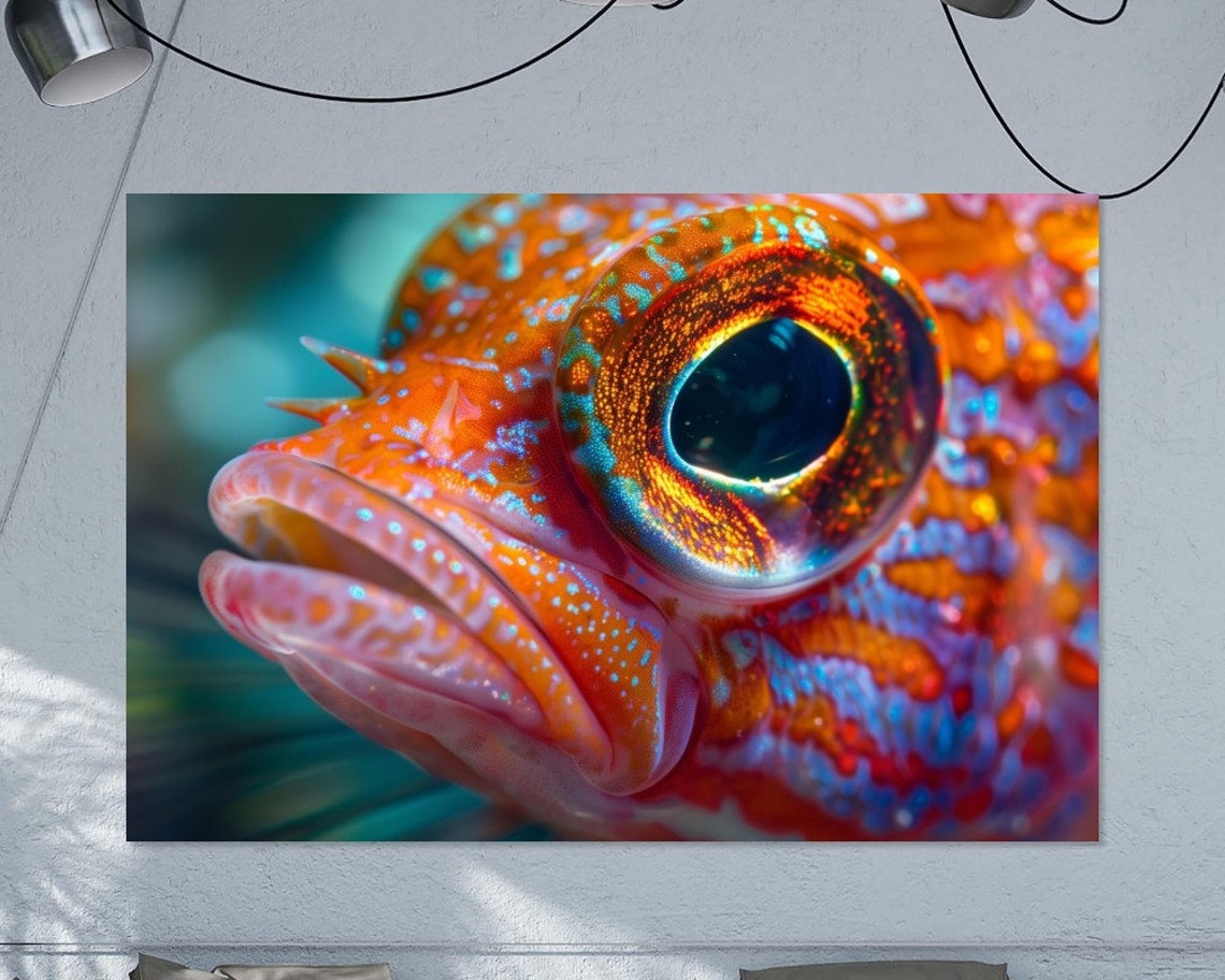 Colorful Coral Reef Fish Close Up Vibrant Eye Macro Underwater Poster - Image 2